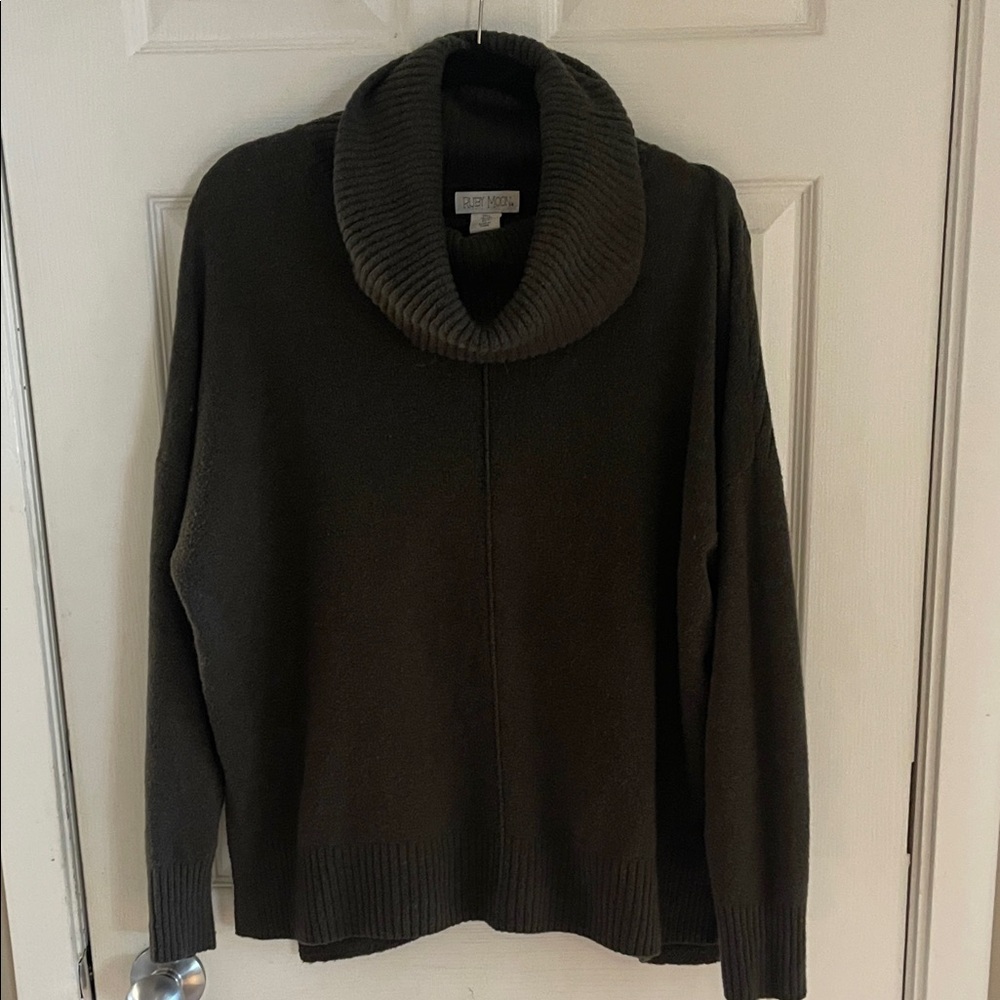 Ruby Moon Dark Olive Green Cowl Neck Sweater